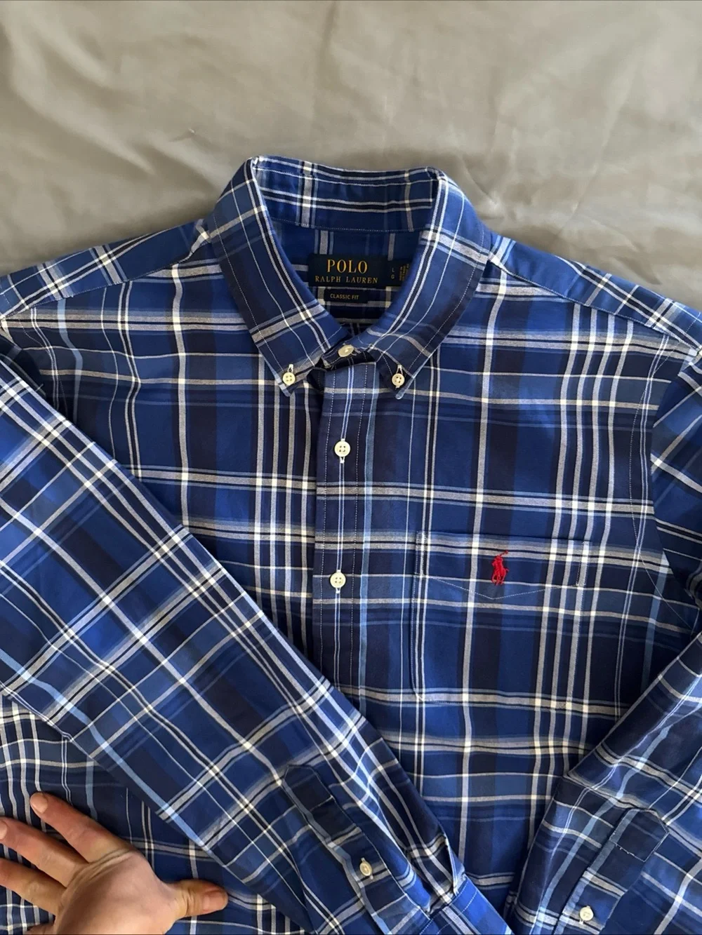 Polo by Ralph Lauren Blue and White Plaid Men's Shirt